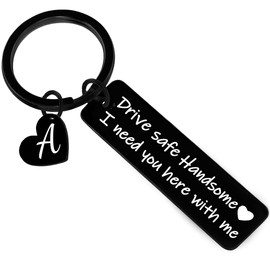 Nimteve Gifts For Men Initial keyrings Drive Safe Gifts For Dad Husband Men Gifts keyring For Him Boyfriend Gifts Christmas Gifts Drive Safe Handsome A-Z (A)