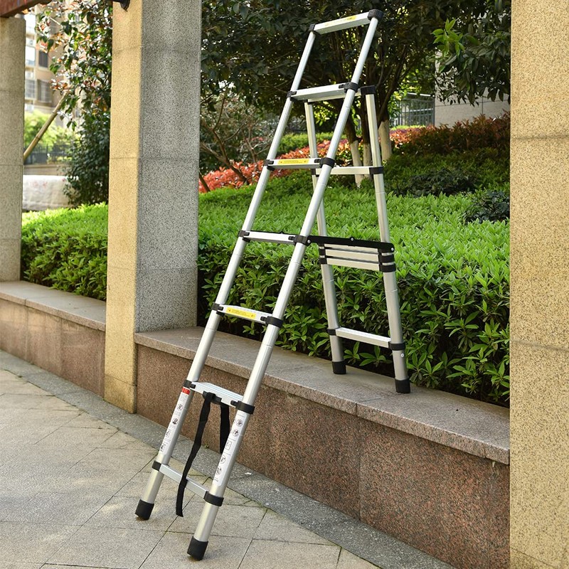 5+6 Steps(5.6ft + 6.6ft) AluminiumTelescoping Ladder Extension Ladder A-Frame Telescopic