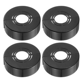 sourcing map Wall Split Flange, 4 Pcs 62x20 mm - Cuttable ABS Round Escutcheon Plate Cover Buckle, Shower Arm Flange for 20/25/33mm(0.8/1.0/1.3 Inch) Water Pipe Faucet Decoration (Black)