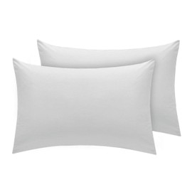 M Fabrics Poly-Cotton Plain Dyed Housewife Pillowcase Pair - Easy Care, Machine Washable - Available in 25 Colours - Pillow Case Pair 50x75cm (Silver)