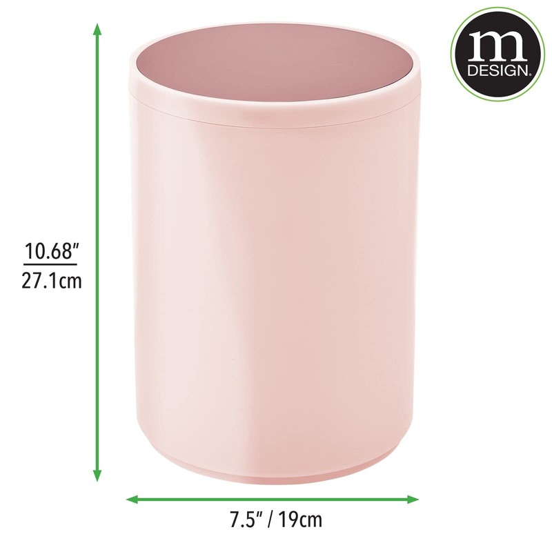 mDesign Plastic Small Slim Round 1.7 Gallon/6.5 Liter Trash Can