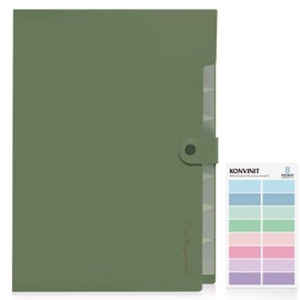KONVINIT Document Folder A4 Document Bag Coloured Expanding Folder A4 with 8 Compartments Folder with Compartments Folder Folders Made of Plastic, Robust Waterproof Folder with Motif, Green