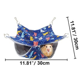 Bird Double Hammock Pet Bunk Bed Cage Warm Sleeper Hanging Nest for Parrot Budgie Parakeet Cockatiel Conure Lovebird Hamster Chinchinlla Guinea Pig Cage Accessories (Blue CAT,Medium)