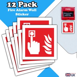 Fire Alarm Call Point - Waterproof Vinyl Sticker Signs - Pack of 12 - Fire Alarm Label