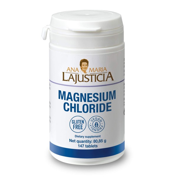 Ana Maria Lajusticia - Magnesium Chloride 147 tabs. - Reduce Tiredness and Fatigue - Improve Nervous System - Gluten Free and Vegan Firendly