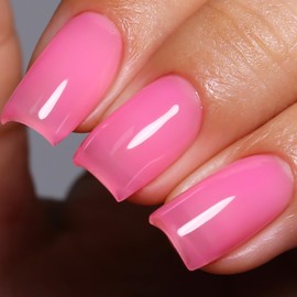 Ozzeal Jelly Gel Nail Polish, Bright Pink Jelly Nail Polish Gel Translucent Spring Summer Sheer Nail Gel Polish Soak off UV LED for Nail Art DIY Manicure 0.5 Fl Oz