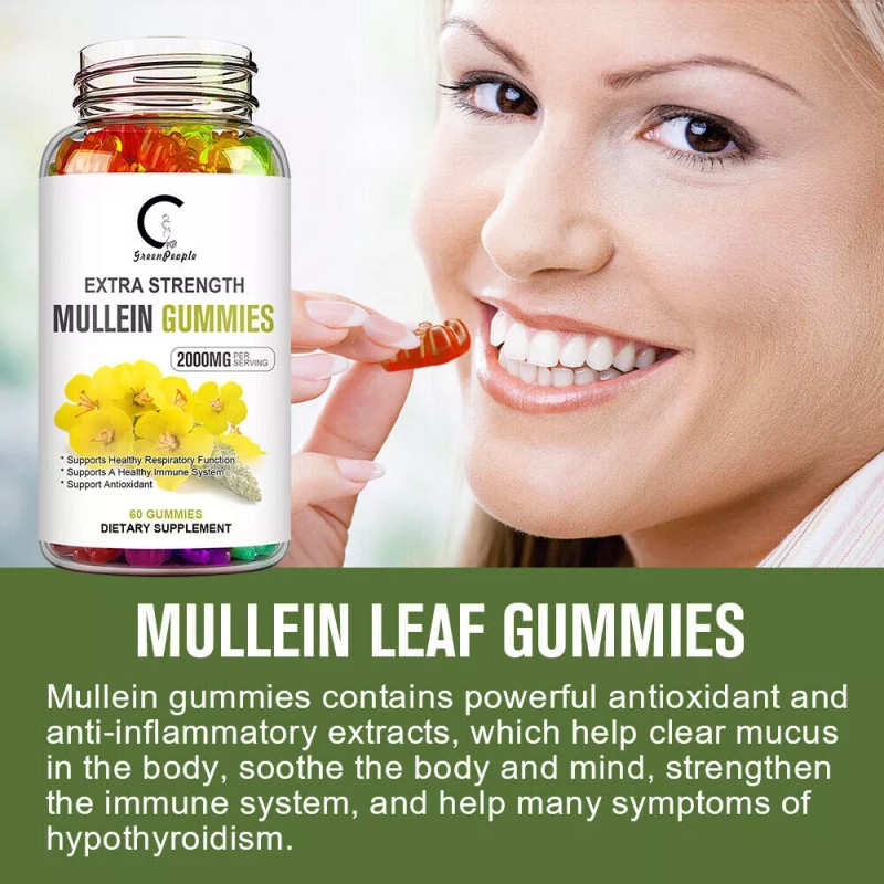 3x Mullein Leaf Gummies 2000mg For Lung Cleanse Detox Herbal