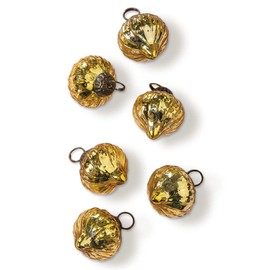 Luna Bazaar Mercury Glass Mini Ornaments (1 to 1.5-inch, Gold, Tania Design, Set of 6) - Great Gift Idea, Vintage-Style Decorations for Christmas, Special Occasions, Home Decor and Parties
