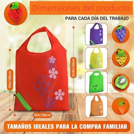 Jindizi Bolsas Plegables Reutilizables, 5Pcs de Compra Reutilizables con Asas, de Fruta Lavables, Bolsas Compactas Eco Periódicas Uso Reciclaje
