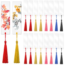 50 Pcs Acrylic Bookmark Blanks, 25 Pcs Clear Acrylic Craft Bookmarks for Women with 25 Pieces Colorful Tassel for DIY Bookmarks Crafts School Gift Tags (5.5X 0.9 Inch)