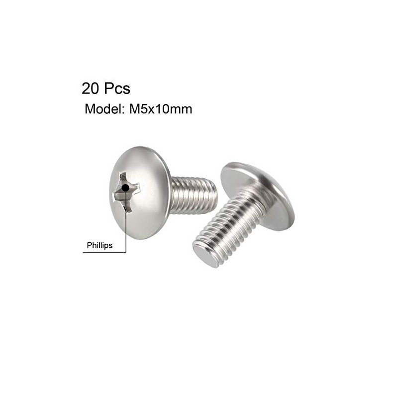 sourcing map Machine Screws, M5x10mm Phillips Screw, 304 Stainless Steel,