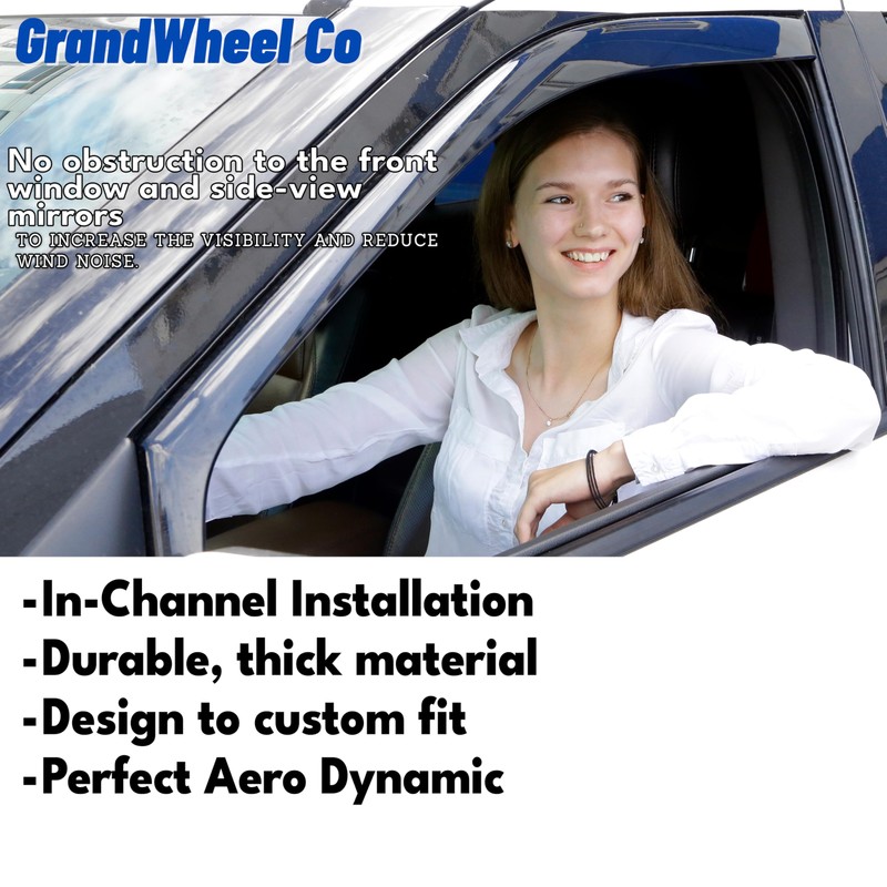 Window Deflectors Smoke Tinted in-Channel Side Window Vent Visor Deflectors