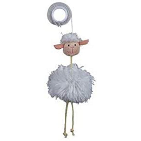 Trixie Sheep On an Elastic Band Plush Cat Toy with Bell, 20 cm
