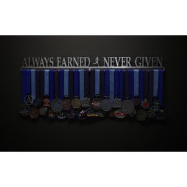 Allied Medal Hangers - Always Earned Never Given - Female Figure - 30" Wide with 1 Hang bar - Medal Hanger Holder Display Rack - Multiple