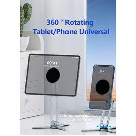 Magnetic Ipads Tripod Stand Universal for Ipads & Iphones 16-12 Series, Flexible 360 Degree Rotation, Portable Tablet Holder with 2-in-1 Handheld & Desktop Handheld Modes for Kitchens, Gyms