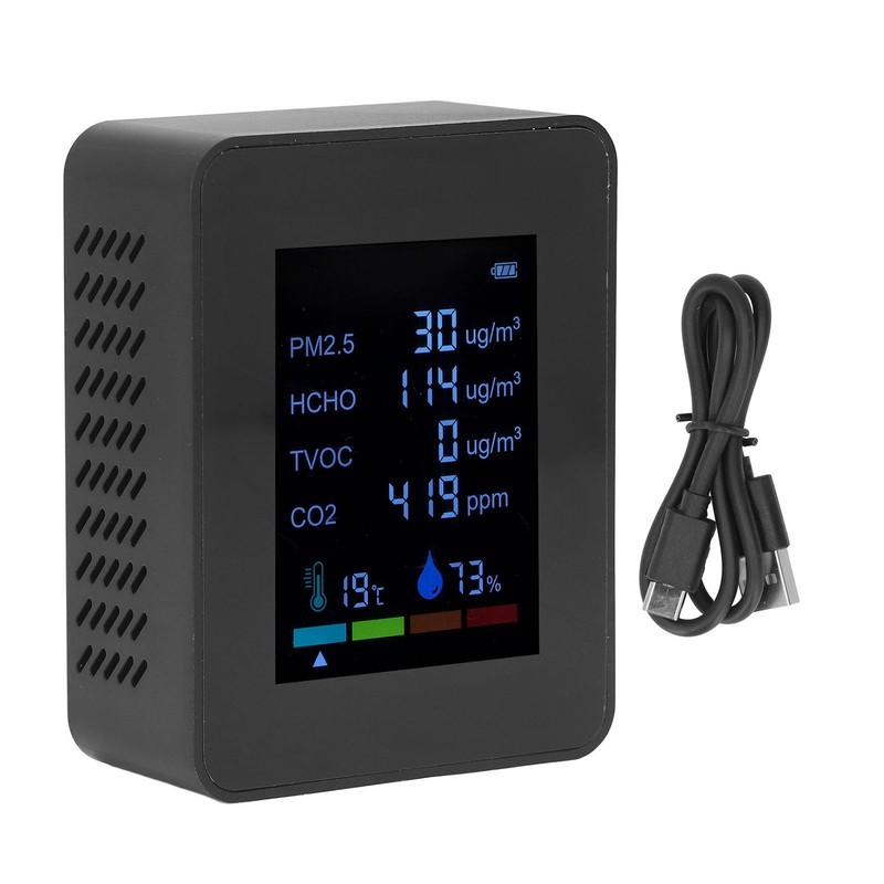 Multifunctional 6 in 1 CO2 Meter Air Quality Monitor Temperature