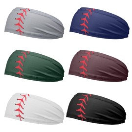 Shyyween 6 Pcs Baseball Country Flag Headbands Wide Headbands with National Flag Baseball Hair Bandanas Non-Slip Sweatband for National Sports Events Women Men (Classic)