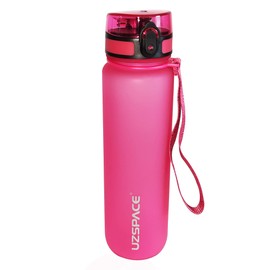 Golfball-Uhu Tritan Water Bottle, 1 Litre, BPA-Free, for Sports, Fitness, Outdoor, Office, Leak-Proof, Flip-Top Lid, Fruit Strainer (Red)