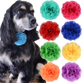 10pcs 8cm Small Pet Bow Tie Flowers Dog Collar Charms Colorful Cat Collar Flowers Soft Chiffon Flower Embellishments Dog Collar Accessories for Cats Dogs Pets 8cm No, No Gemstone