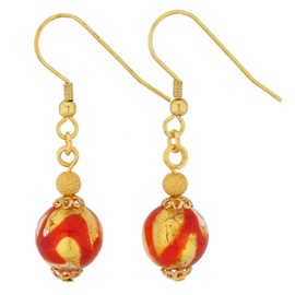 Glass Of Venice Murano Glass Royal Red Ball Earrings