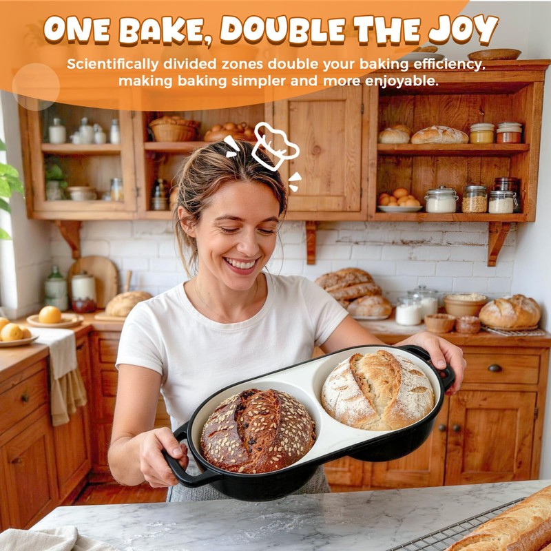 Mini Double Dutch Oven for Sourdough Bread Baking, 2.6QT (Black)