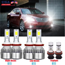 Unbranded For Buick LaCrosse 2010-2013 6x 6000K LED Headlight Hi/Lo beam + Fog Light Bulbs