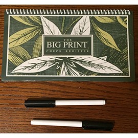1 Large Print Check Register and 2 Large Print Pens
