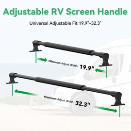 ULITECO RV Screen Door Handle Grab Bar, 19.9" to 32.3" Adjustable Aluminum Camper Screen Door Crossbar, Sturdy Non-Slip Grip Ergonomic Universal Fit for Motorhome Camper Travel Trailer (Black)