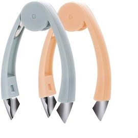 Enyolidimk 2 Pack Strawberry Huller Stem Remover Tomato Pineapple Corer Kitchen Gadget, Stainless Steel Blade and Handle, Blue and Pink