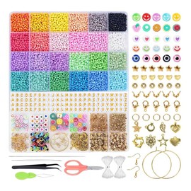 JMENGYI 8400pcs+ 3mm Glass Seed Beads for Jewelry Making 24 Colors Beads Bracelet Making Kit Small Beads Friendship Bracelet Beads Making Kit for Women Gift DIY