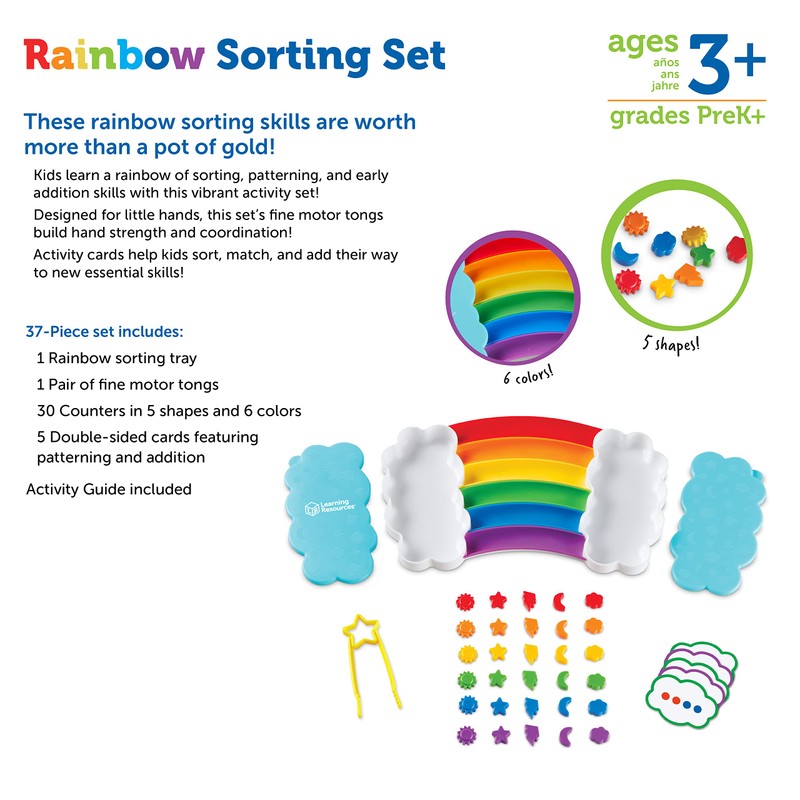 Learning Resources Rainbow Sorting Set, 37 Pieces, Fine Motor Skill,