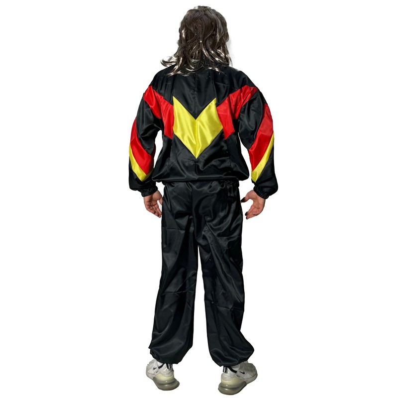 Foxxeo 80s Tracksuit Costume for Men - Black Red Yellow