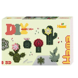 Hama Hama Art 3622 Ironing Beads Succulents with Approx. 6,000 Midi Beads, 3 Large Hexagonal Pin Plates and 4 Connectors, Motif Template, Ironing Paper, for Children from 14 Years