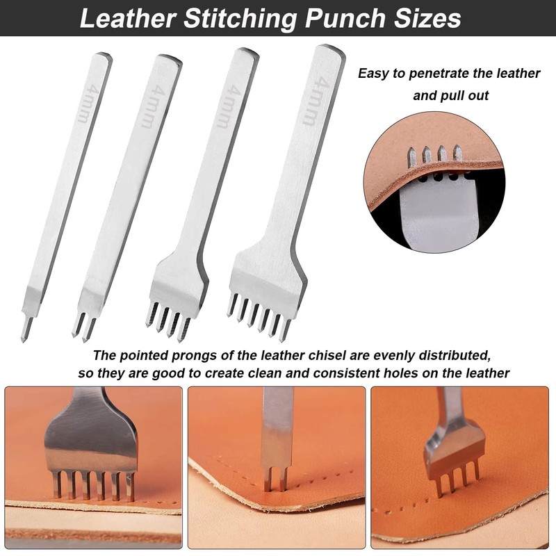 Leather Craft Hand Tools Kit Leather Working Tools Set incl.