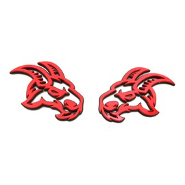 2Pcs Custom Angry Goat Emblems Left Right Car Badge Compatible with TRX Ram 1500 2500 3500 Hellcat New (Red)
