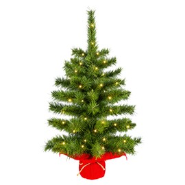 2ft Pre-lit Artificial Mini Christmas Tree,Small Xmas Tree