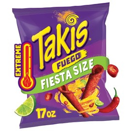 Unbranded Takis Fuego 17 oz Fiesta Size Bag, Hot Chili Pepper & Lime Rolled Tortilla Chips