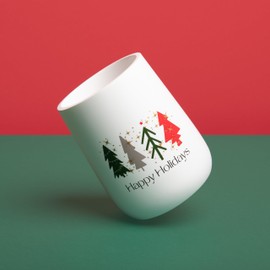 Essentra Home Matte White Christmas Toothbrush Holder - Matte White Polyresin with Modern Holiday Tree Design – Festive Bathroom & Kitchen Decor