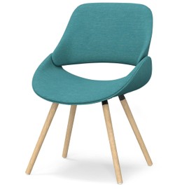 SIMPLIHOME Malden Dining Chair in Turquoise Blue Linen Look Fabric, 22.8 x 20.9 x 30.9 inches, Bentwood Design with Light Wood Legs for Dining Room