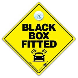 Black Box Fitted Car Sign, Black Box Sign, Suction Cup Car Window Sign For Speed Monitored Drivers and Young Drivers