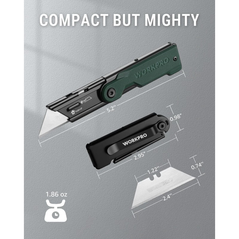 WORKPRO Folding Utility Knife 10 Extra Blade Razor Knife Quick