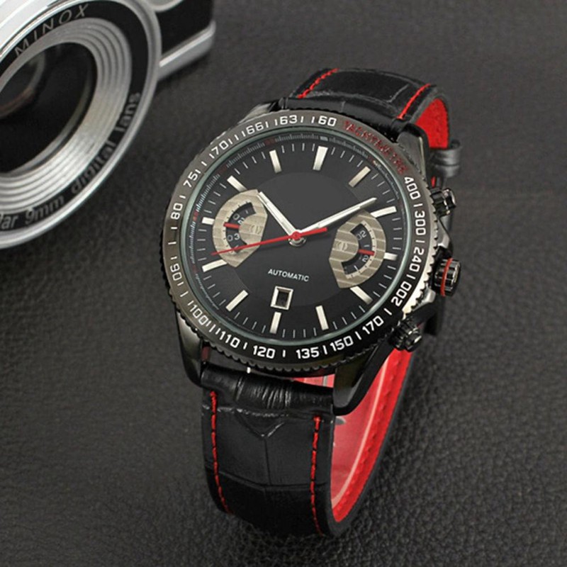 FORSINING Calendar Automatic Mechanical Waterproof PU Leather Band Men Watch
