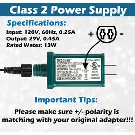 Goodsby Class 2 LED Transformer for Christmas X-Mas Tree Lights, Holiday Lighting, LED String Light 29V 0.45A Power Supply 13W Raintight IP44 Indoor Outdoor US Plug Power Adapter UL-Listed (TS-13W29V)
