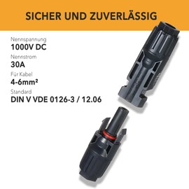 enjoy solar® 1 pair of solar plugs and sockets for 4-6 mm² cables PV cable plug