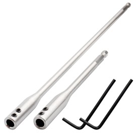 Mesee 2Pcs 1/4 Extension Drill Bit Set, 150mm & 300mm Extra Long Wood Spade Bit Extension with Allen Keys Universal 1/4" Hex Shank Forstner Bits Holder Extension Rod Fit Electric Drill & Impact Drive
