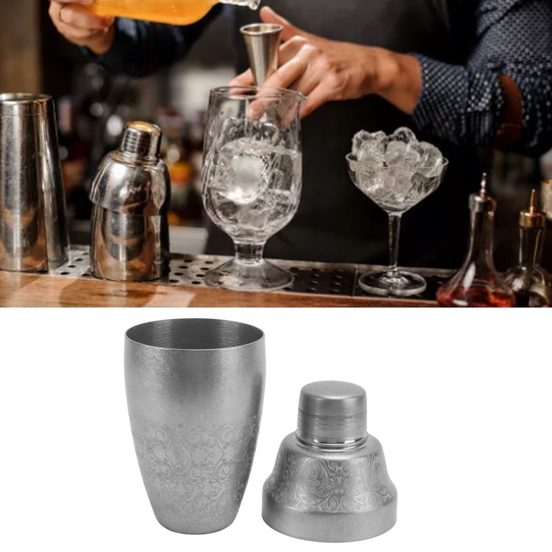 Cocktail Shaker 304 Stainless Steel Boston Shaker Mixer with Built