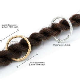 Puños de trenzado para el cabello, 110 piezas Anillos de joyería para el cabello Decoraciones para el cabello, Anillos de joyería para el cabello de patrón hueco resistente Clips para trenzas Accesori