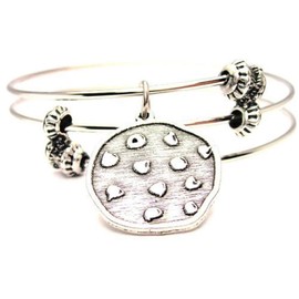 ChubbyChicoCharms Chocolate Chip Cookie Expandable Wire Triple Style Bangle Bracelet, 2.5"