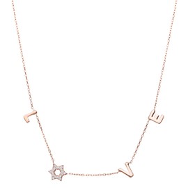 Love Letter Star Necklace with Jewish Star of David (Rose)