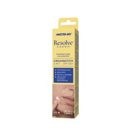 Master Aid Resolve Cicatrici - Cream & Stick 2 in 1, Solare SPF 50+ Doppio Formato Crema e Stick, con Alta Resistenza all'Acqua, Idratante e Lenitivo per Pelle Sensibile e Cicatrici Ipertrofiche